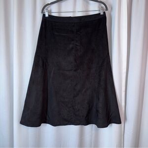 YANSI FUGEL NWOT Soft Faux Suede Skirt Sz 10 Black A-Line Midi Boho Hippie